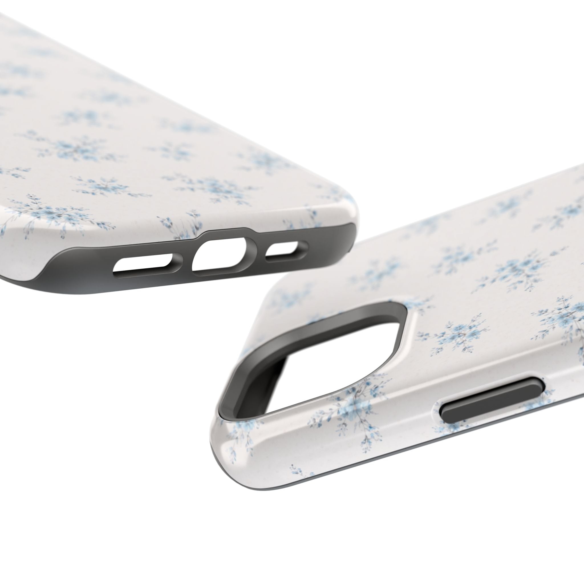 Blue Floral Pattern iPhone Case | Magnetic Impact-Resistant Case