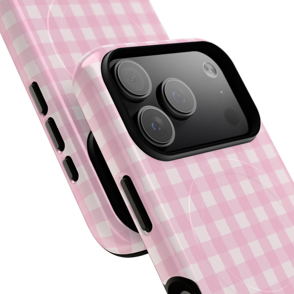 Pink Gingham iPhone Case – MagSafe Compatible