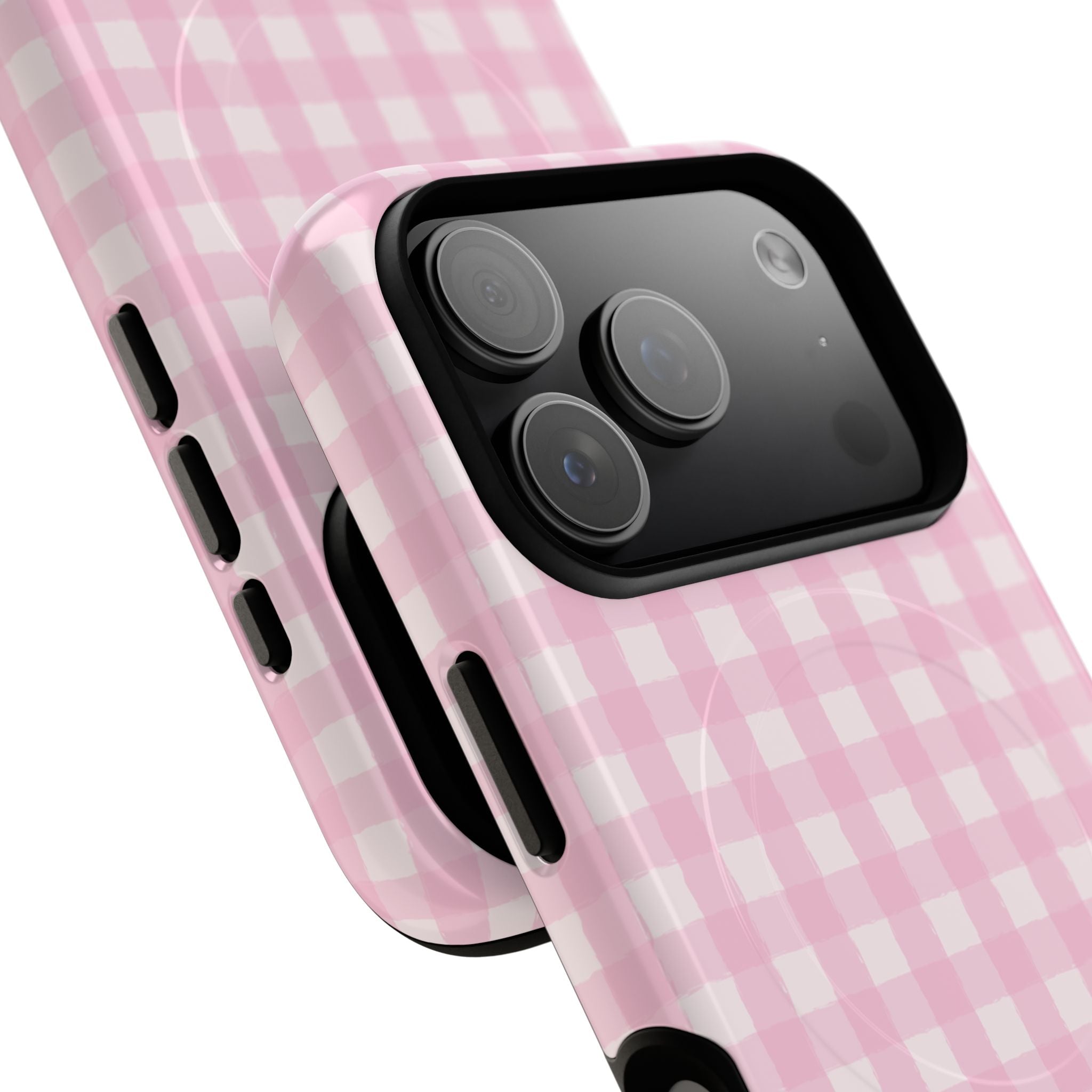 Pink Gingham iPhone Case – MagSafe Compatible
