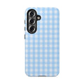 Blue Gingham Tough Samsung Case – Pastel Check Protective Phone Cover