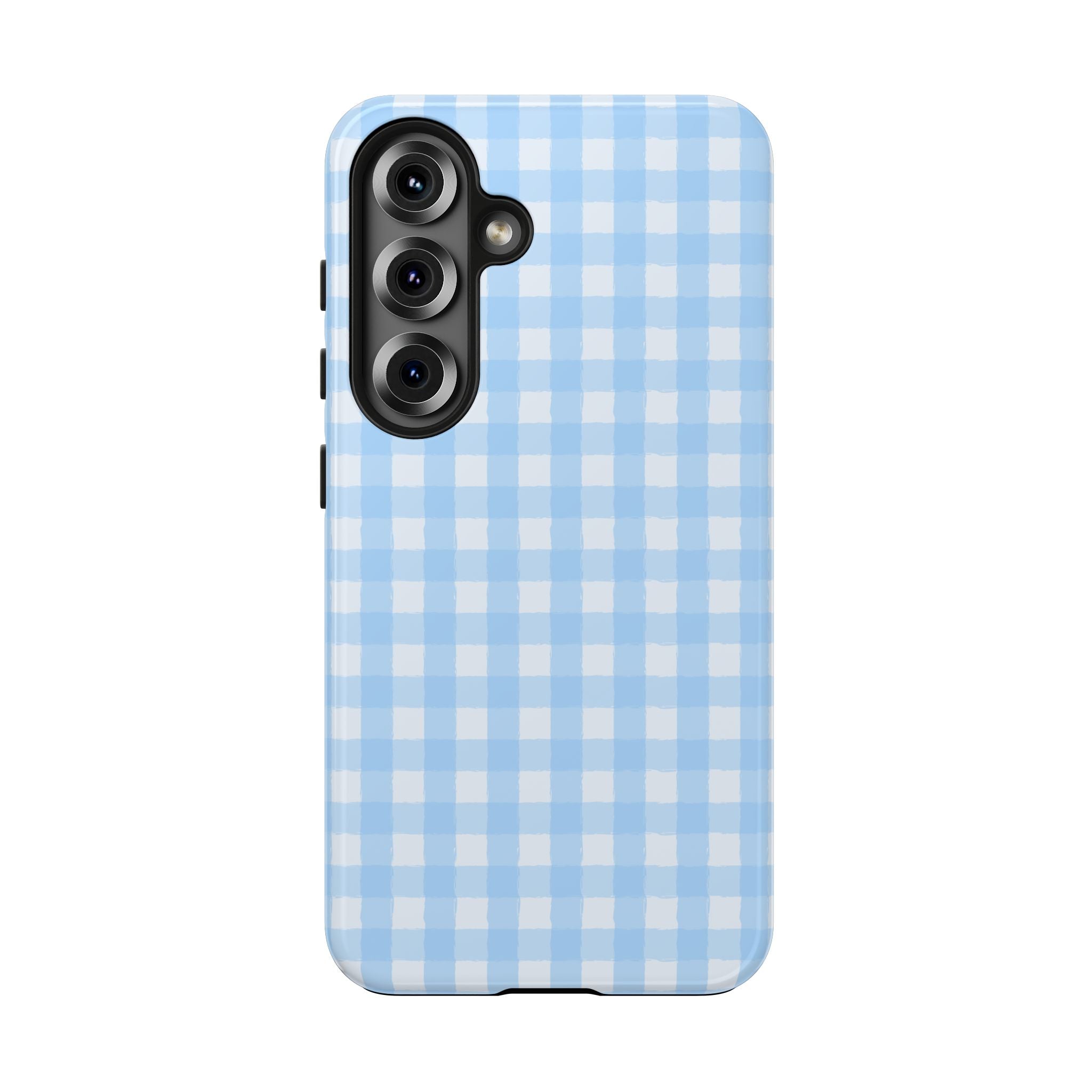 Blue Gingham Tough Samsung Case – Pastel Check Protective Phone Cover