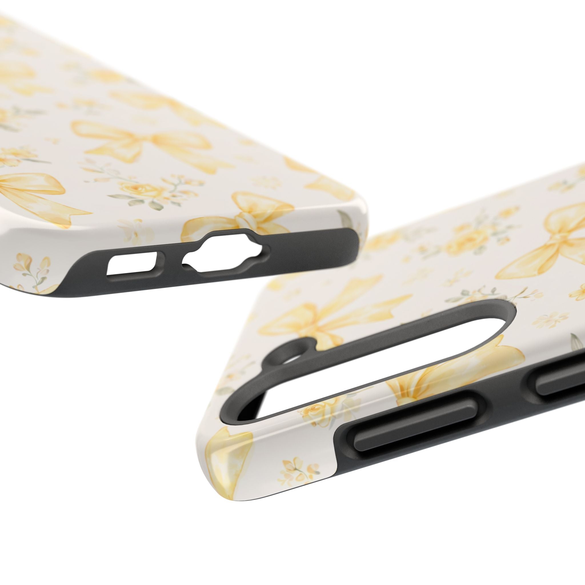 Yellow Watercolor Bows Tough Phone Case, Floral Pattern