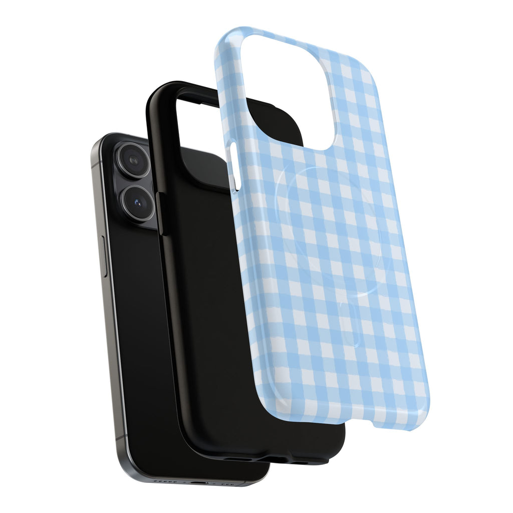 Blue Gingham iPhone Case – MagSafe Compatible