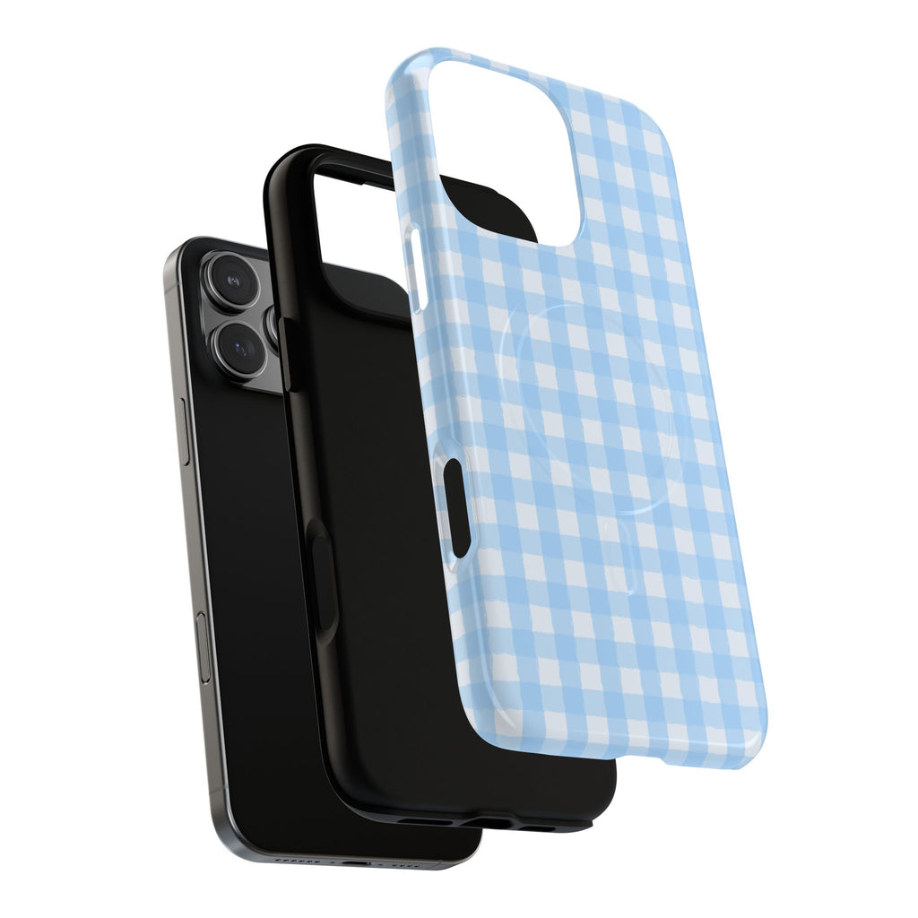 Blue Gingham iPhone Case – MagSafe Compatible
