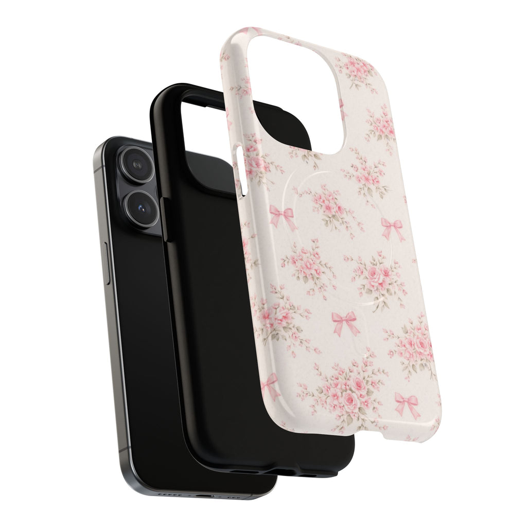 Floral Pink Bow iPhone Case – MagSafe Compatible