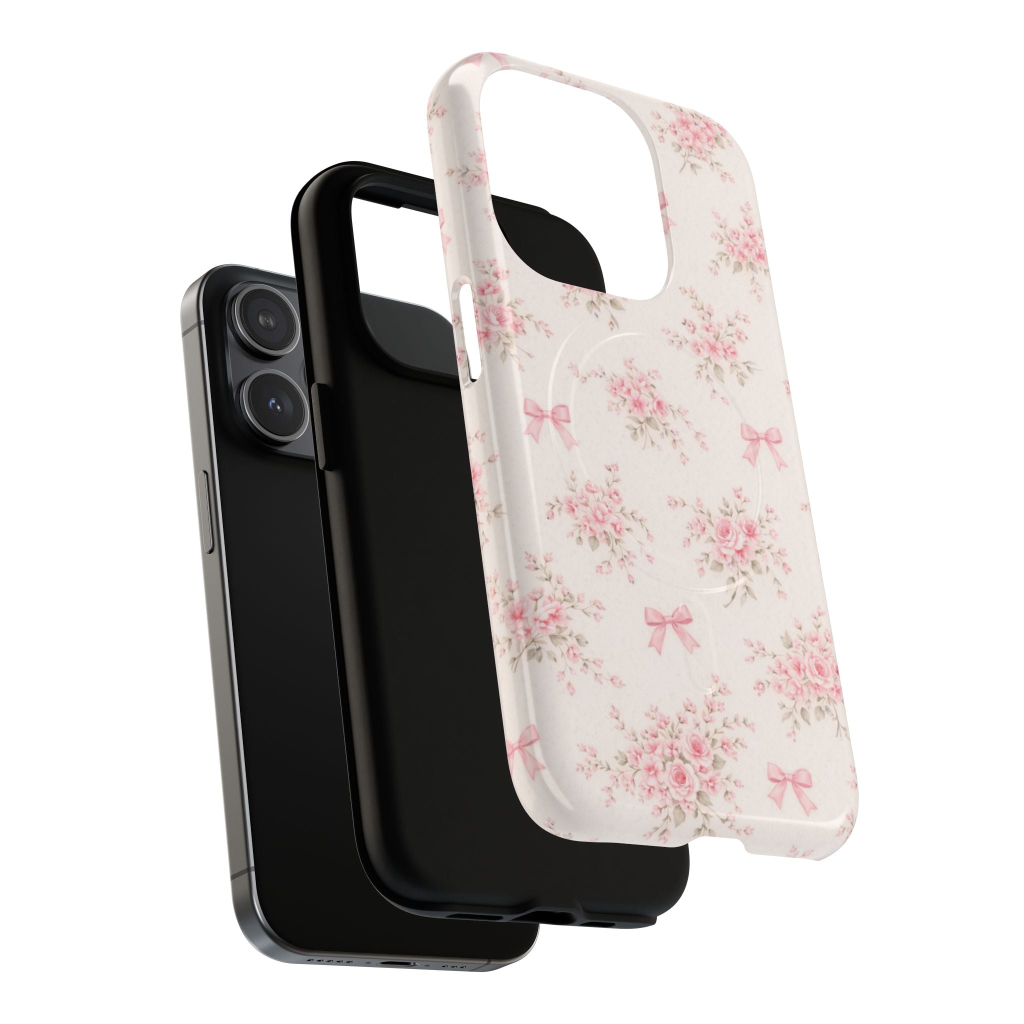 Floral Pink Bow iPhone Case – MagSafe Compatible