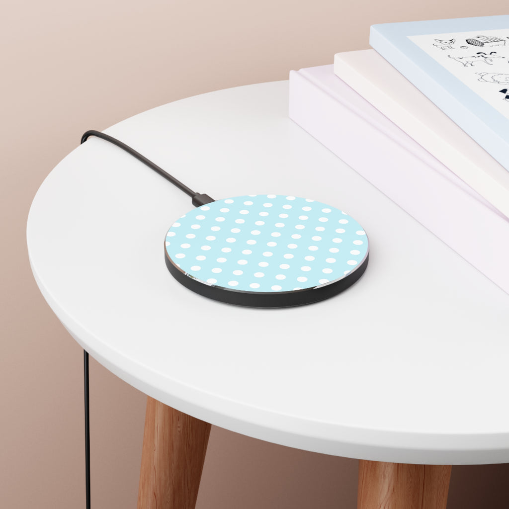 Pastel Blue Polka Dot Wireless Charger