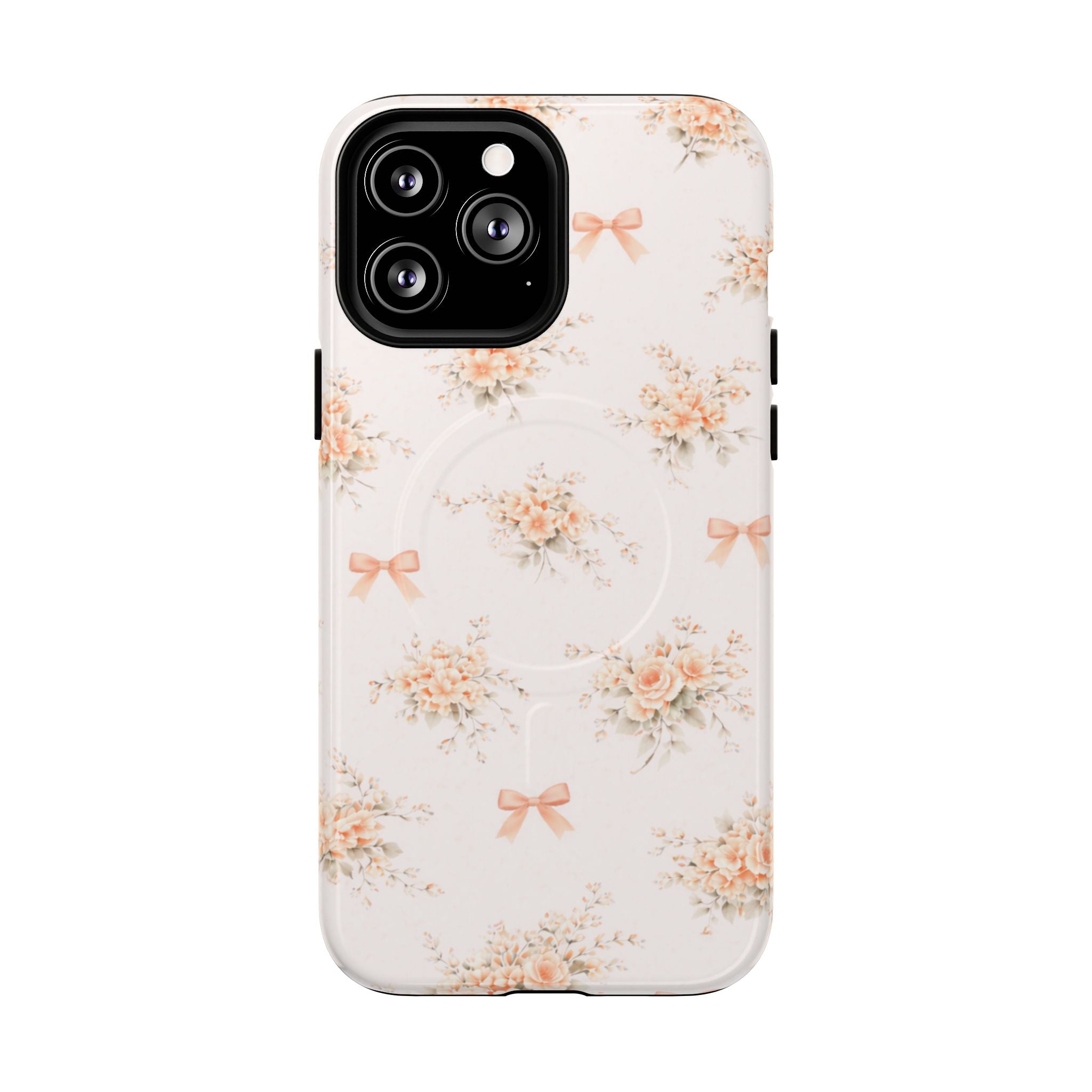 Peach Rose Bow iPhone Case – MagSafe Compatible