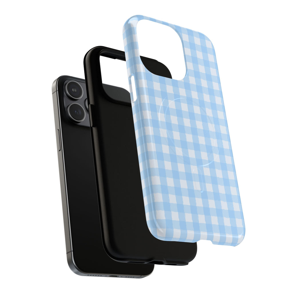 Blue Gingham iPhone Case – MagSafe Compatible