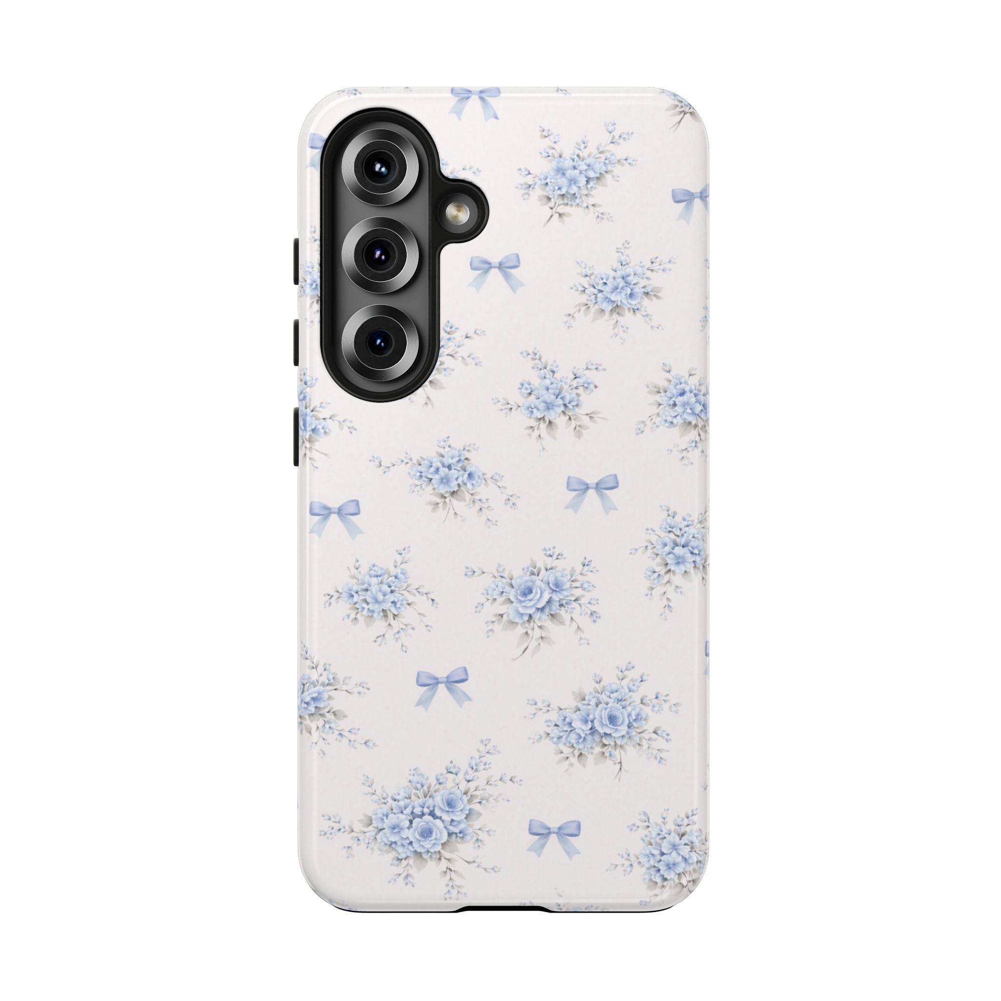 Blue Floral Bows Tough Phone Case  Samsung Galaxy| Vintage Bouquet Pattern