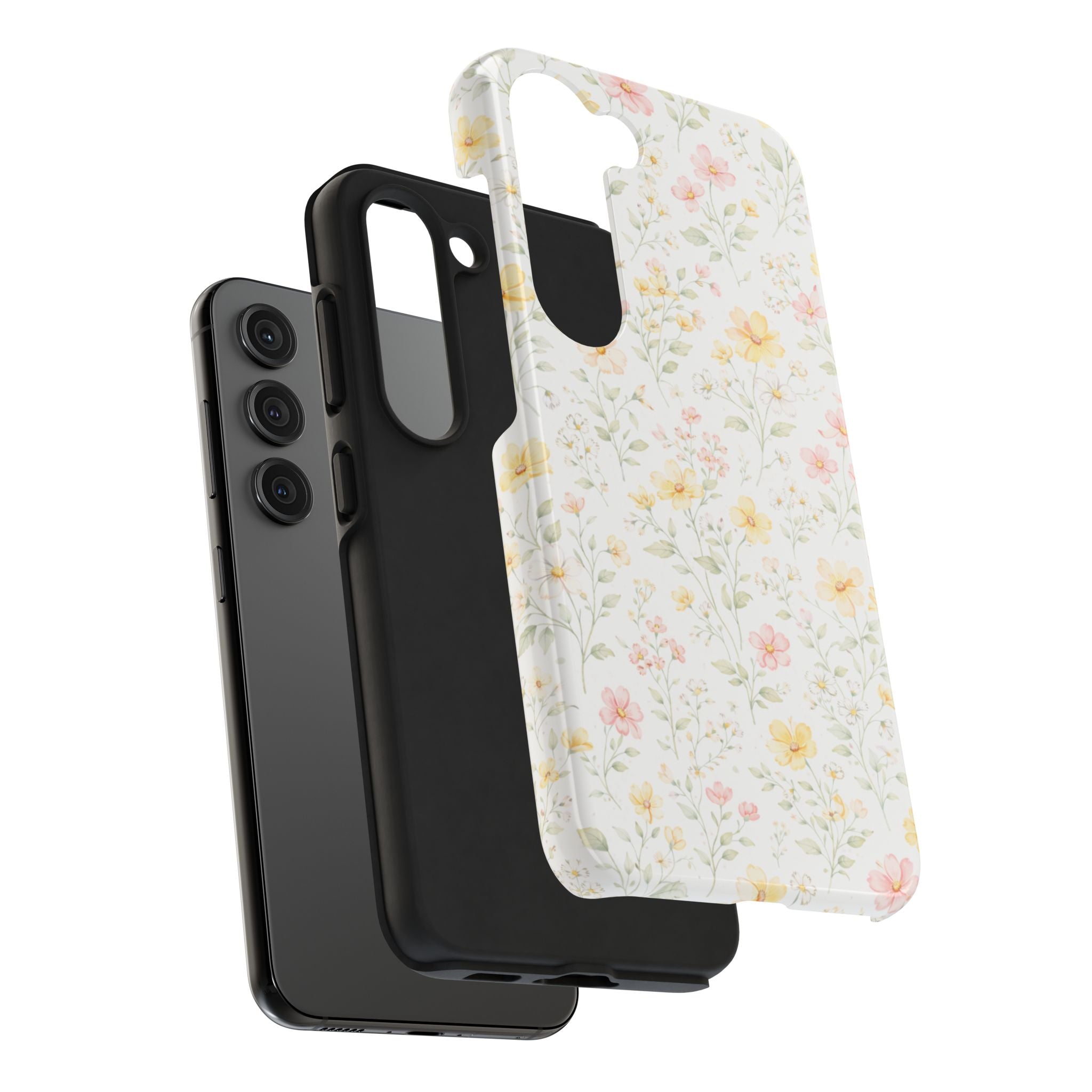 Pastel Floral Pattern Tough Phone Case, Vintage Dainty Flowers