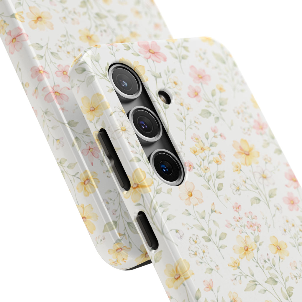 Pastel Floral Pattern Tough Phone Case, Vintage Dainty Flowers