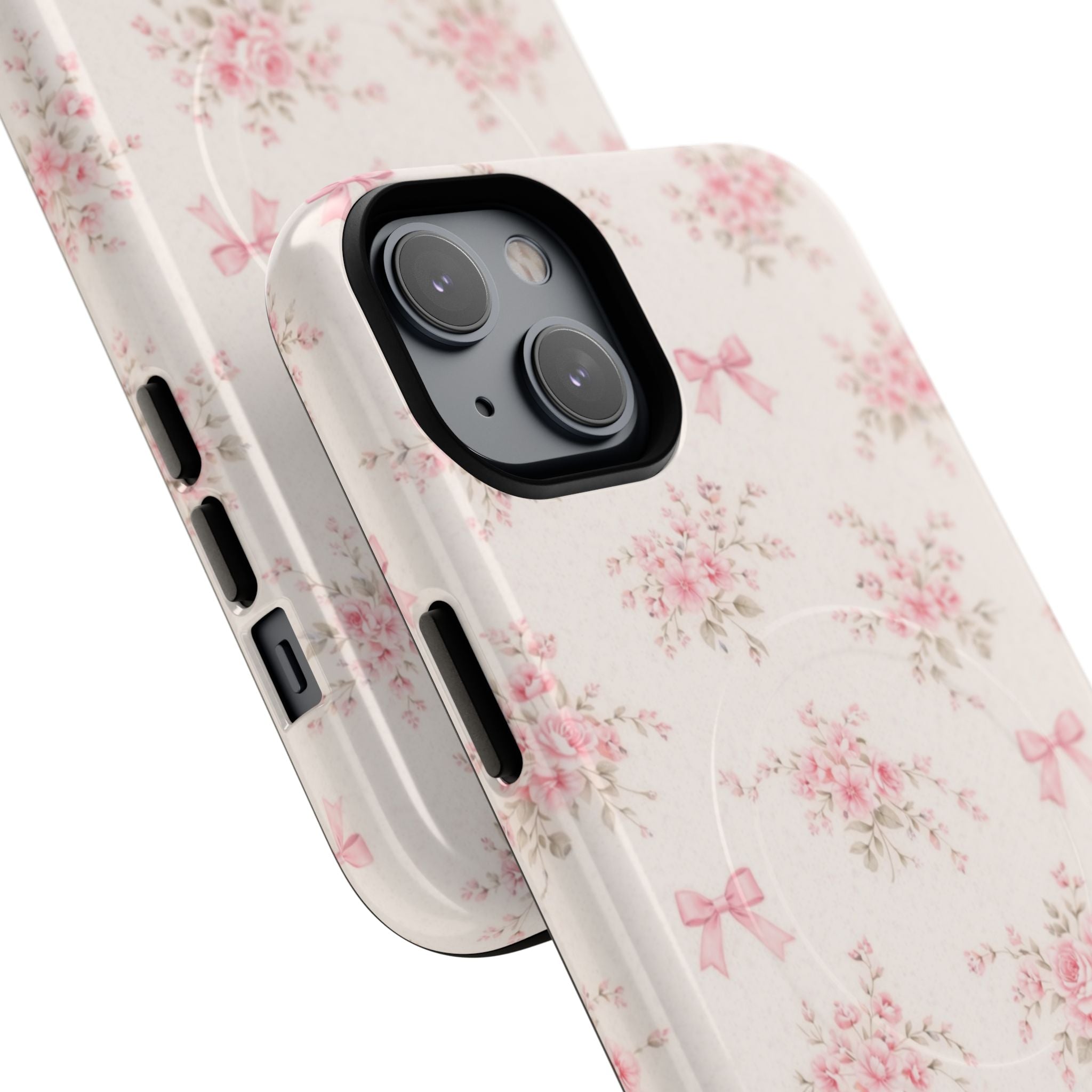 Floral Pink Bow iPhone Case – MagSafe Compatible