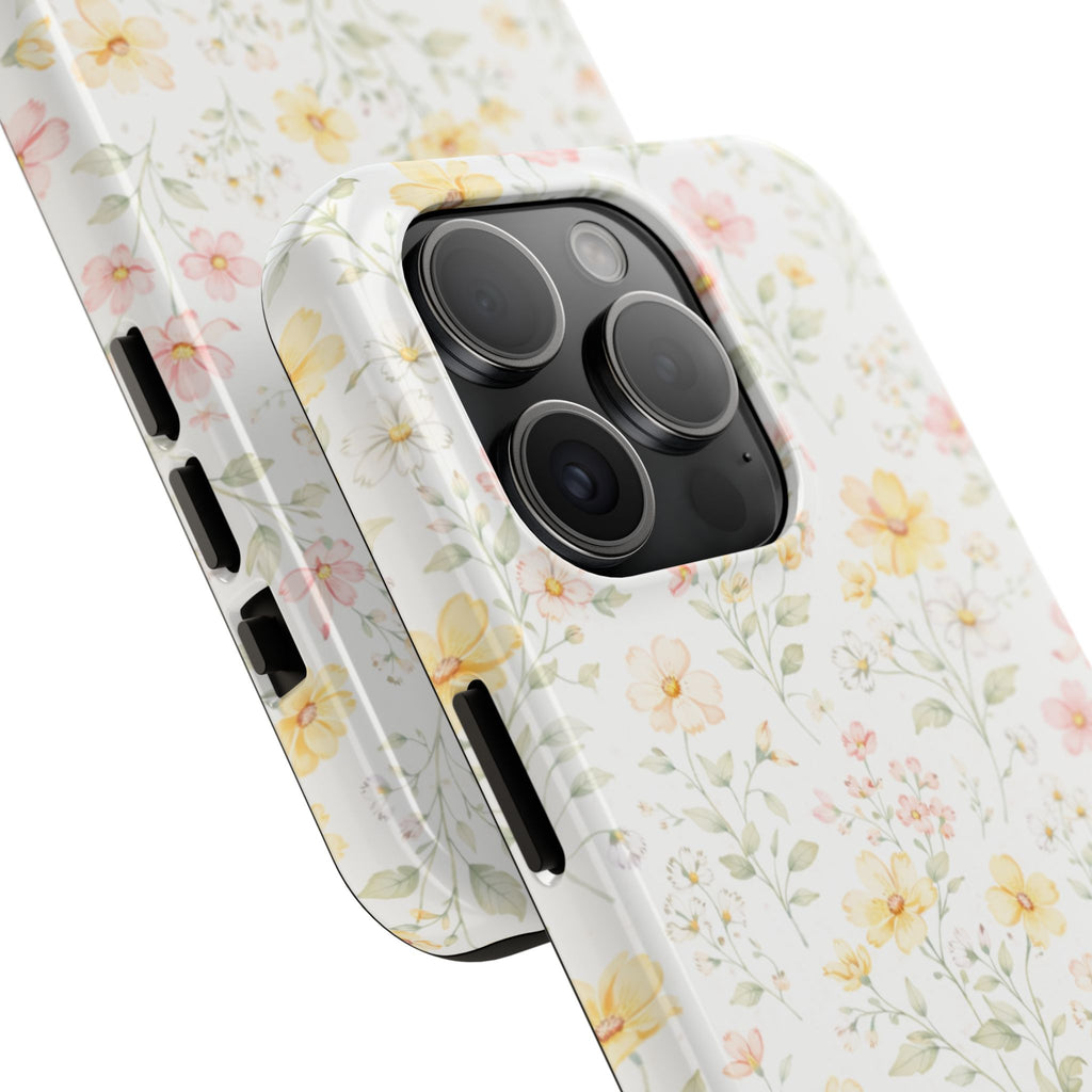 Delicate Pastel Wildflowers Tough Phone Case, Floral Botanical Pattern