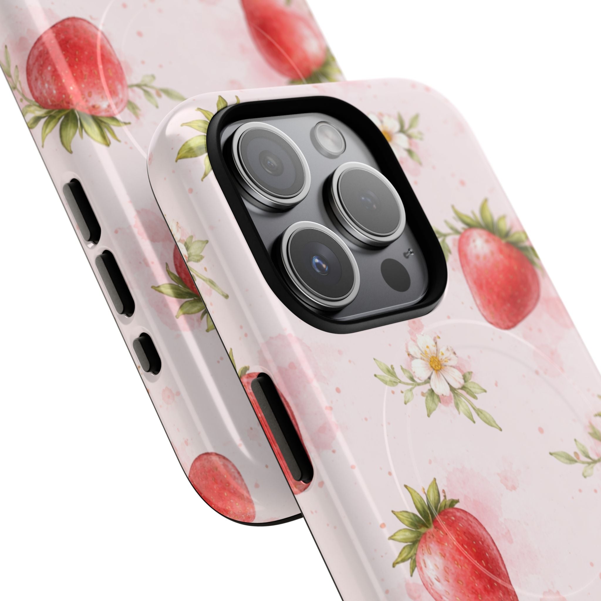 Strawberry Blossom iPhone Case – MagSafe Compatible