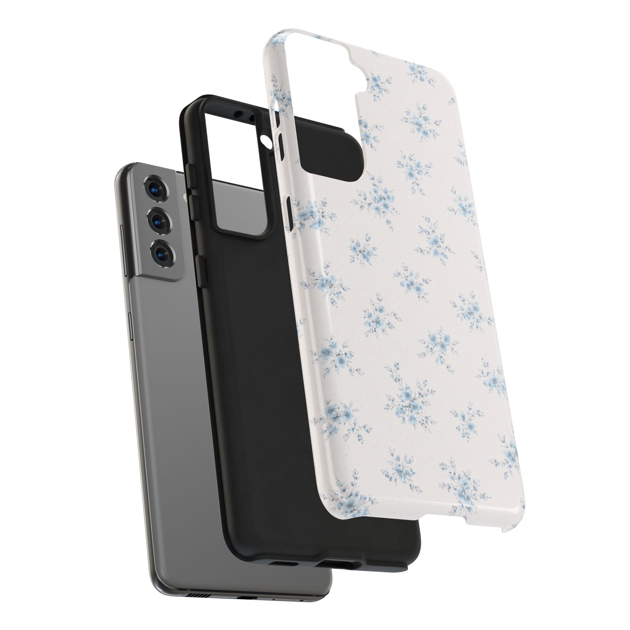 Blue Baby Breath Floral Samsung Galaxy Tough Phone Case, Delicate Botanical Print