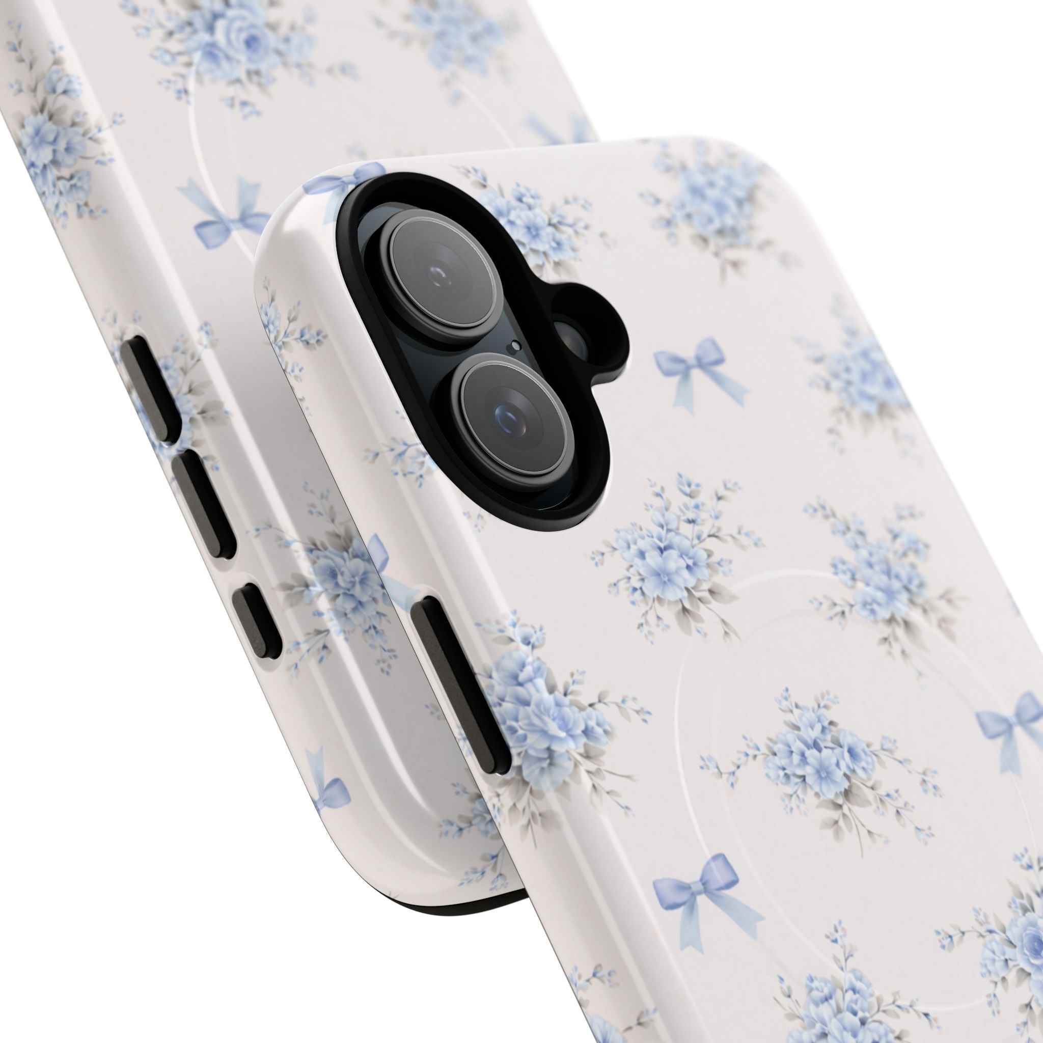 Blue Floral Bow iPhone Case – MagSafe Compatible
