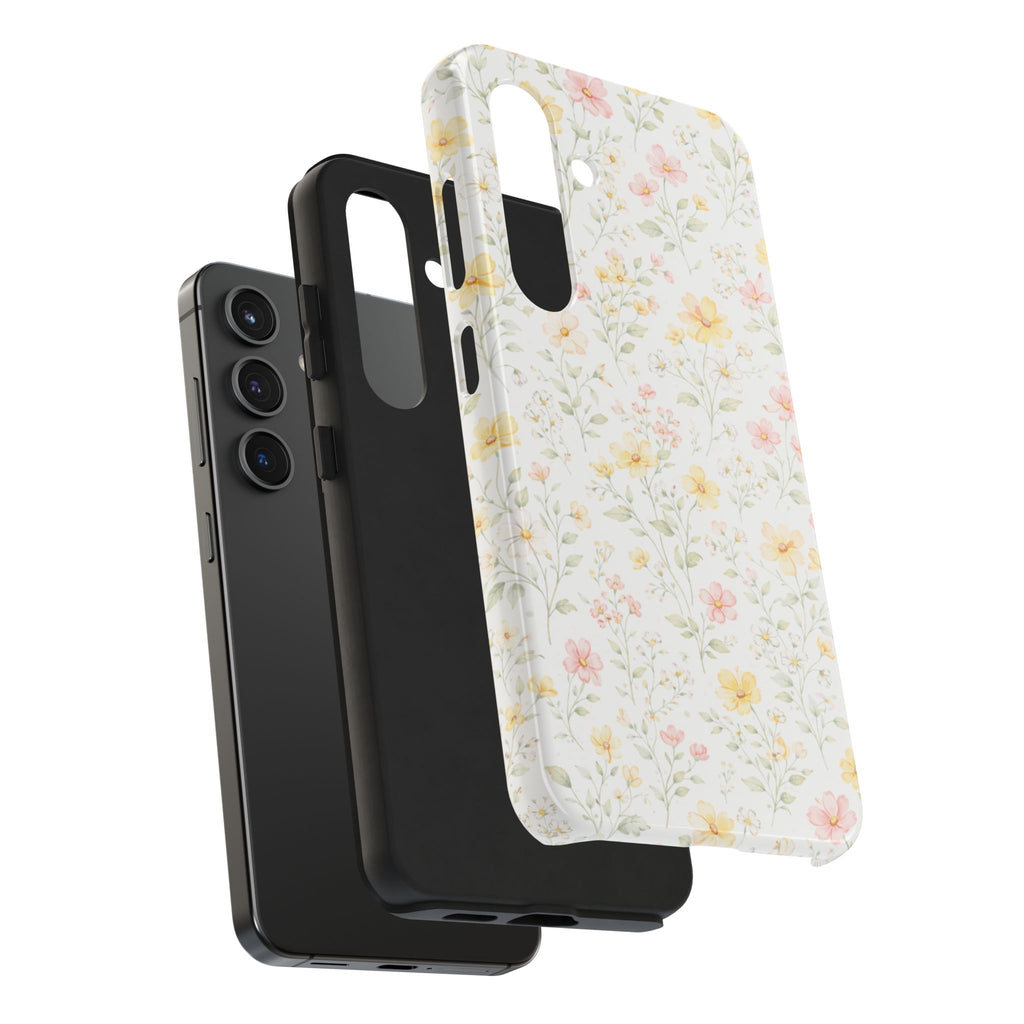 Pastel Floral Pattern Tough Phone Case, Vintage Dainty Flowers