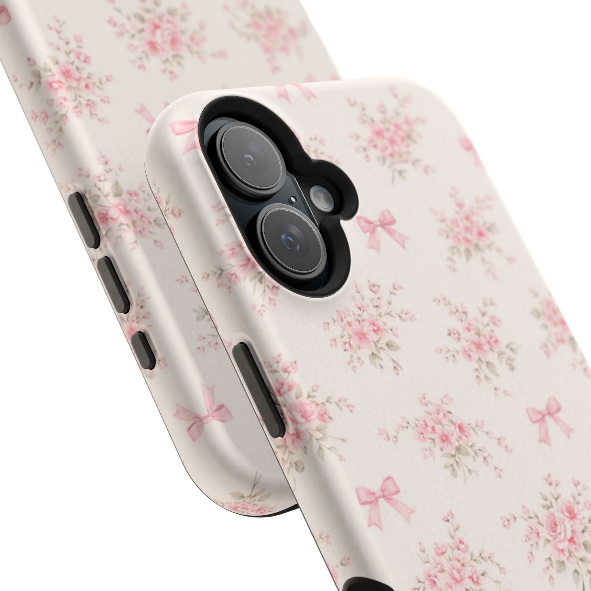 Pink Floral Bow Pattern Cases | Magnetic Impact-Resistant iPhone Case