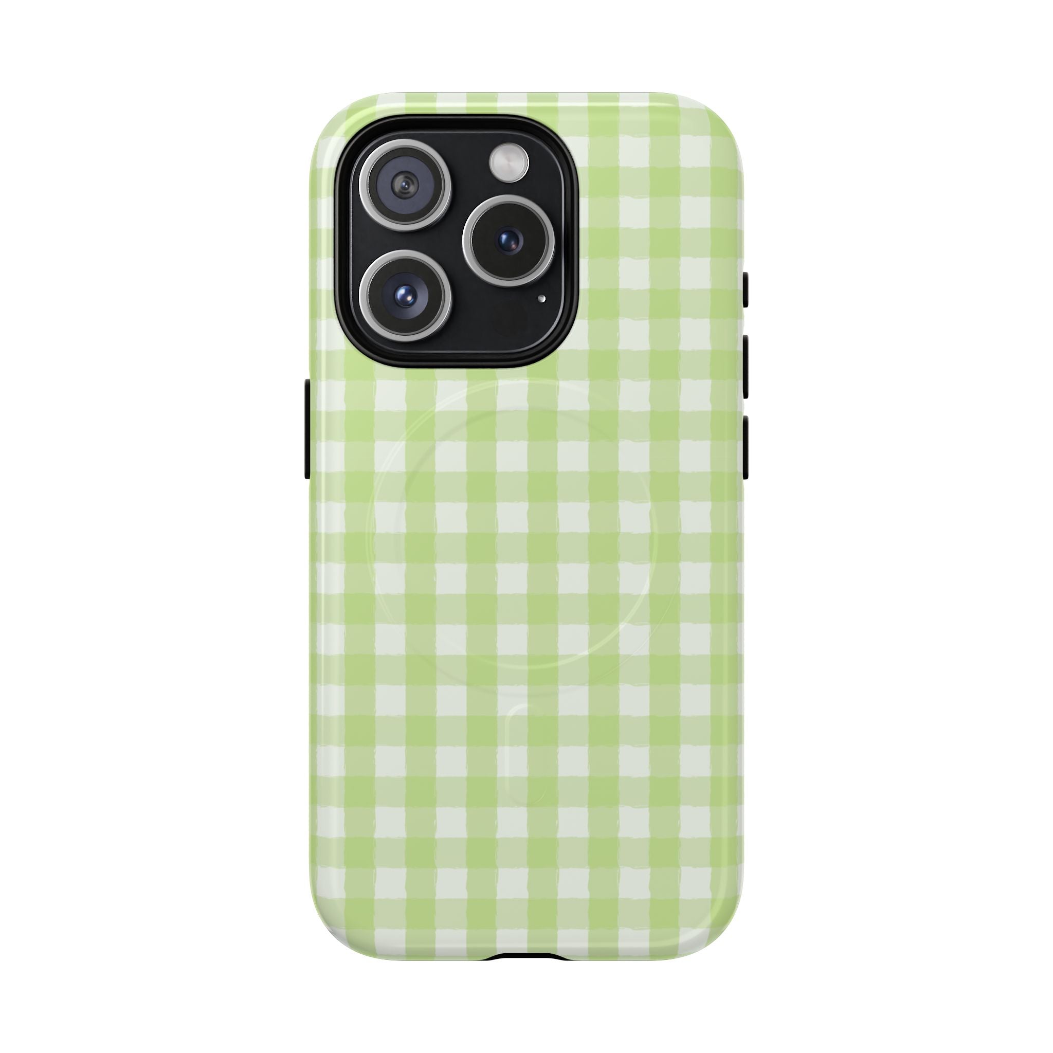Green Gingham iPhone Case – MagSafe Compatible
