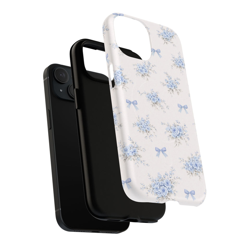 Blue Floral Bow iPhone Case – MagSafe Compatible