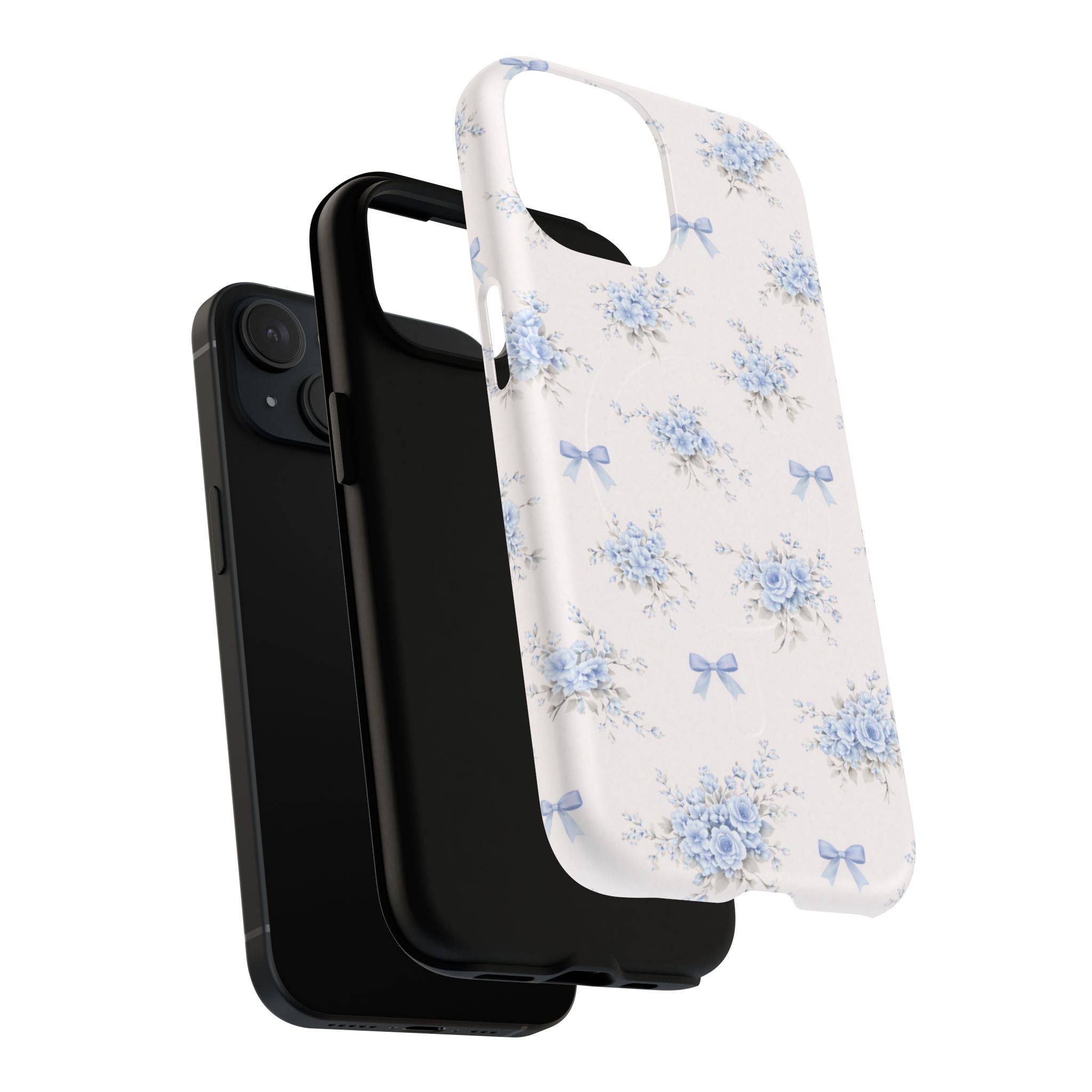 Blue Floral Bow iPhone Case – MagSafe Compatible
