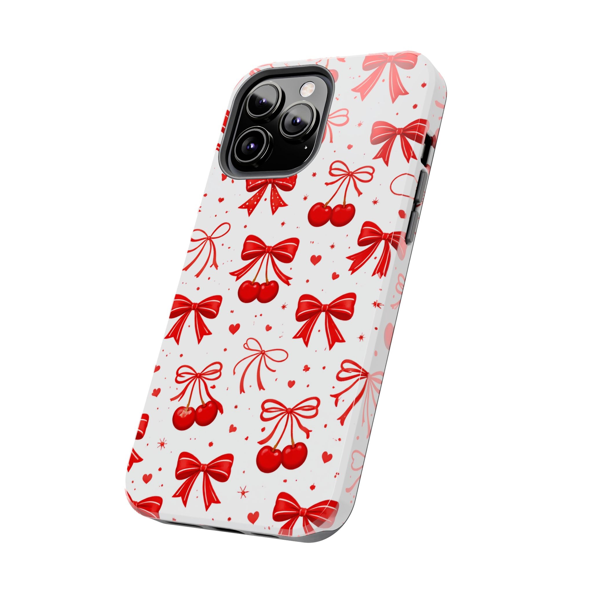 Red Cherry Bows Tough Phone Case, Cherry Pattern Phone Case