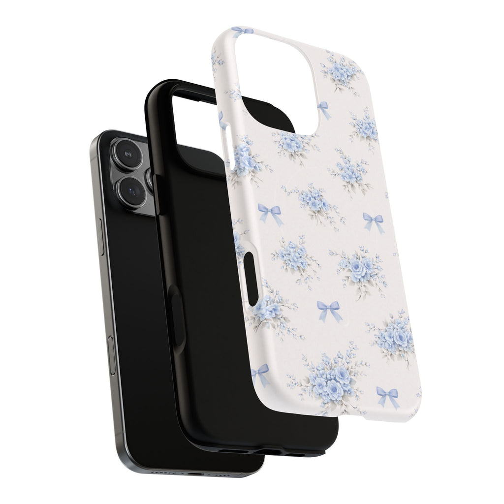 Blue Floral Bow iPhone Case – MagSafe Compatible