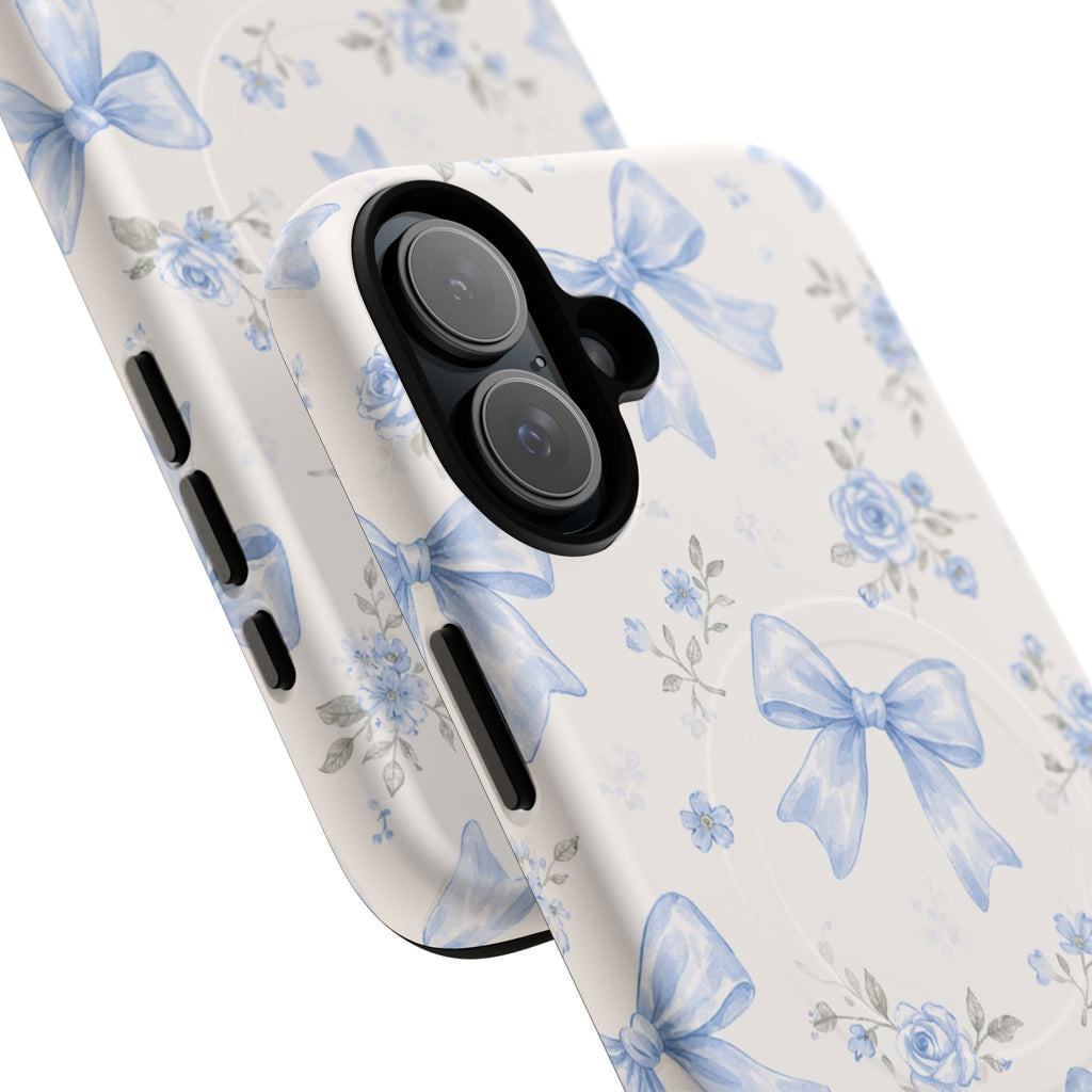 Floral Blue Bow iPhone Case – MagSafe Compatible