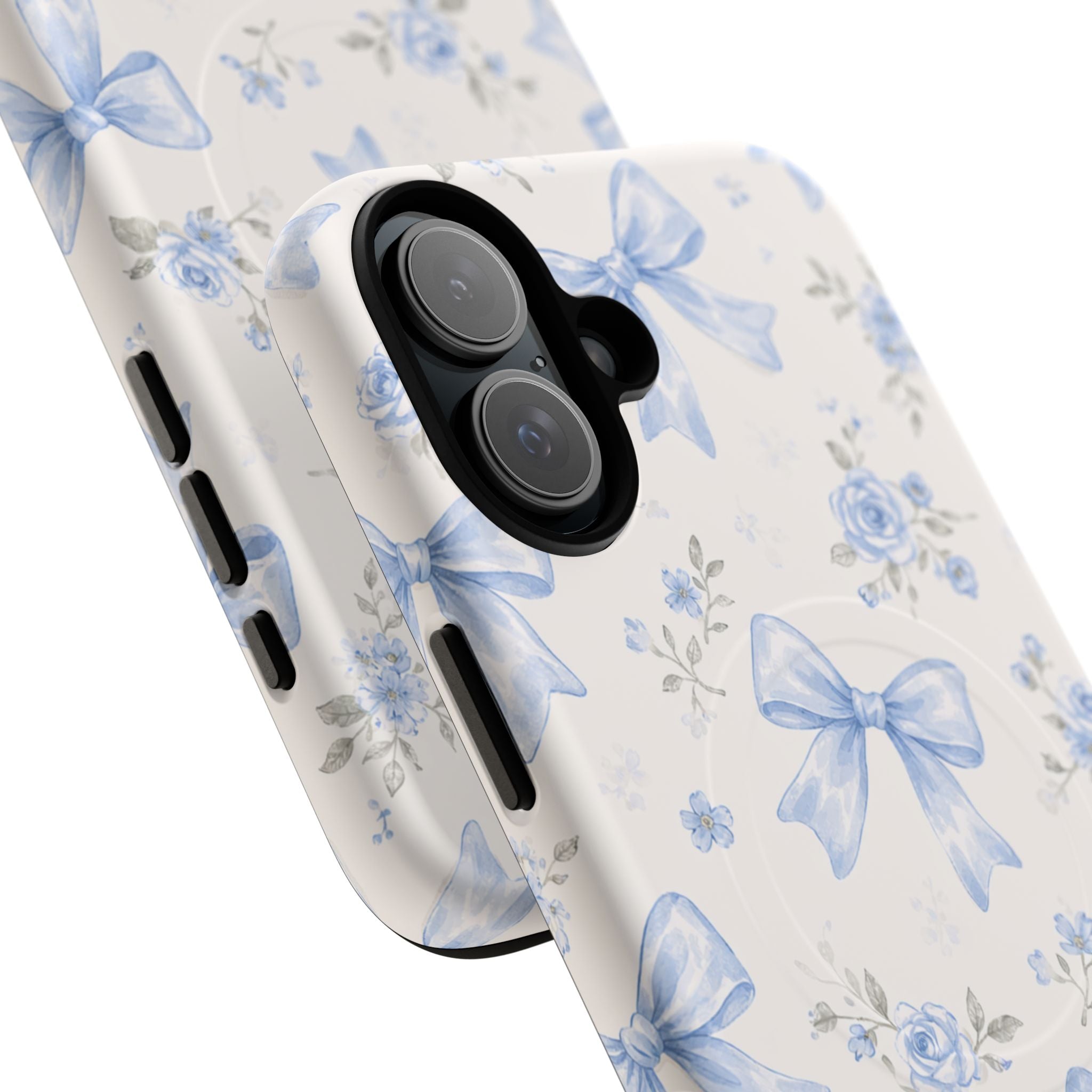 Floral Blue Bow iPhone Case – MagSafe Compatible