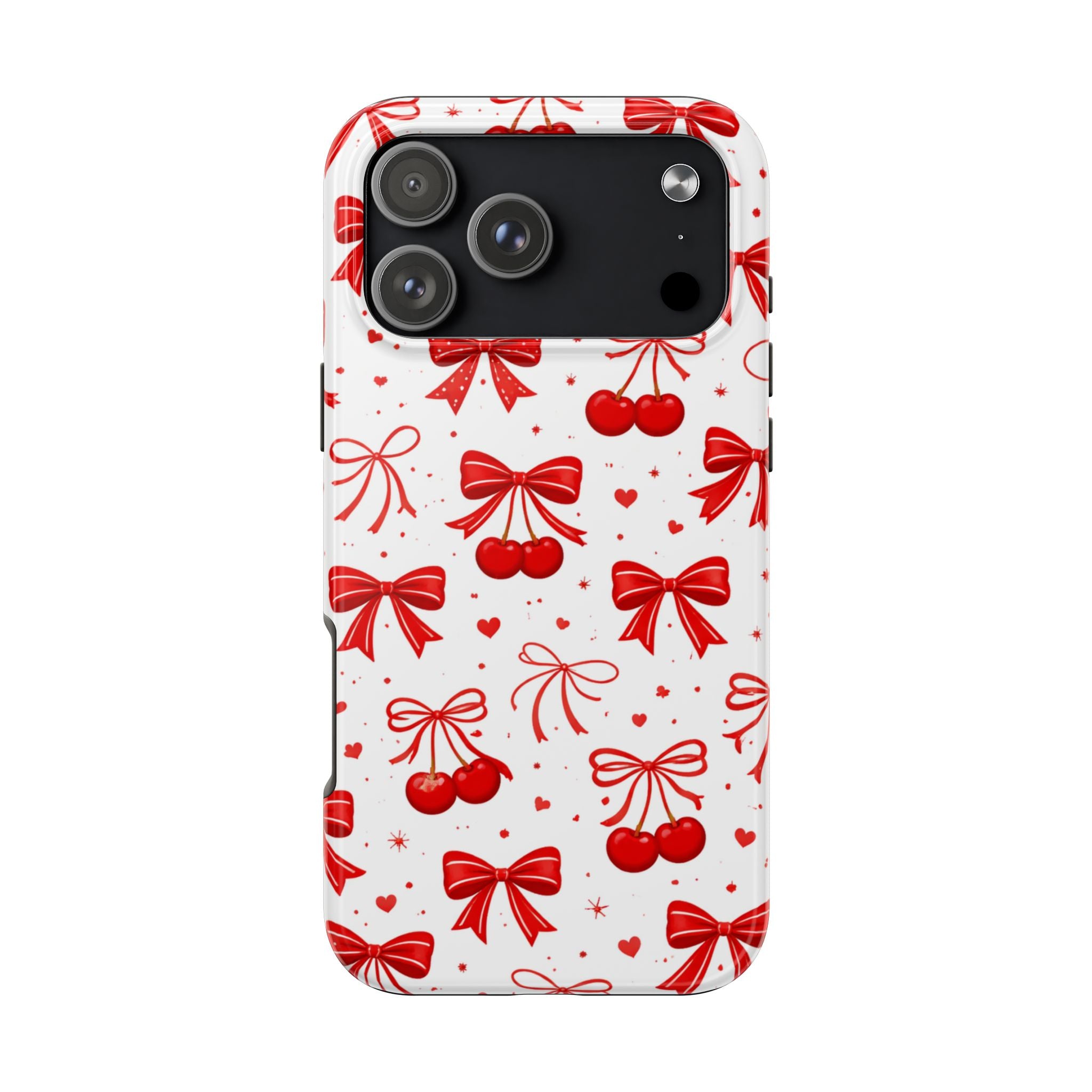 Red Cherry Bows Tough Phone Case, Cherry Pattern Phone Case