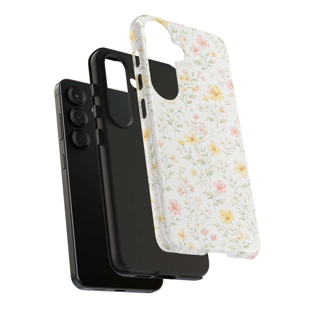 Pastel Floral Pattern Tough Phone Case, Vintage Dainty Flowers