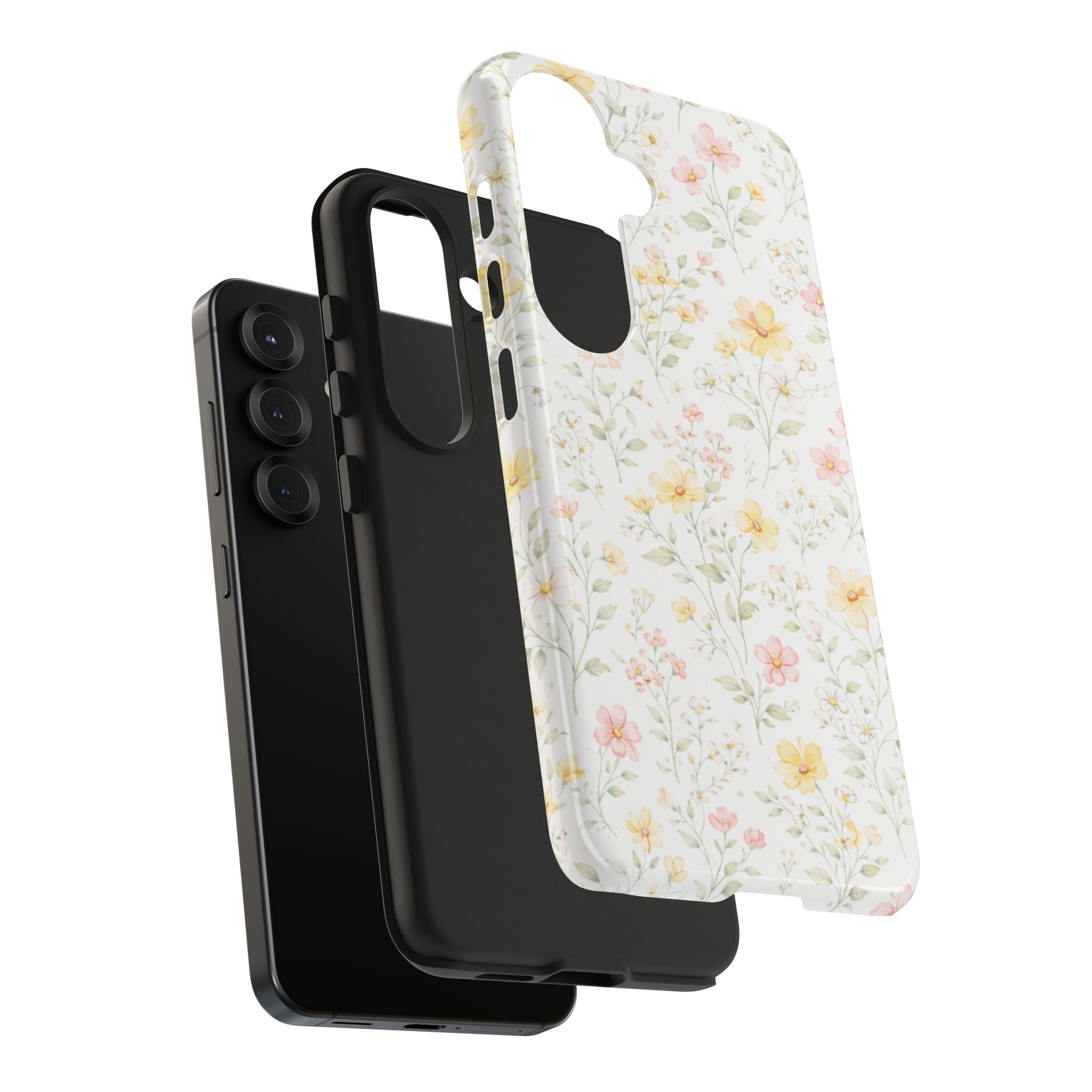 Pastel Floral Pattern Tough Phone Case, Vintage Dainty Flowers