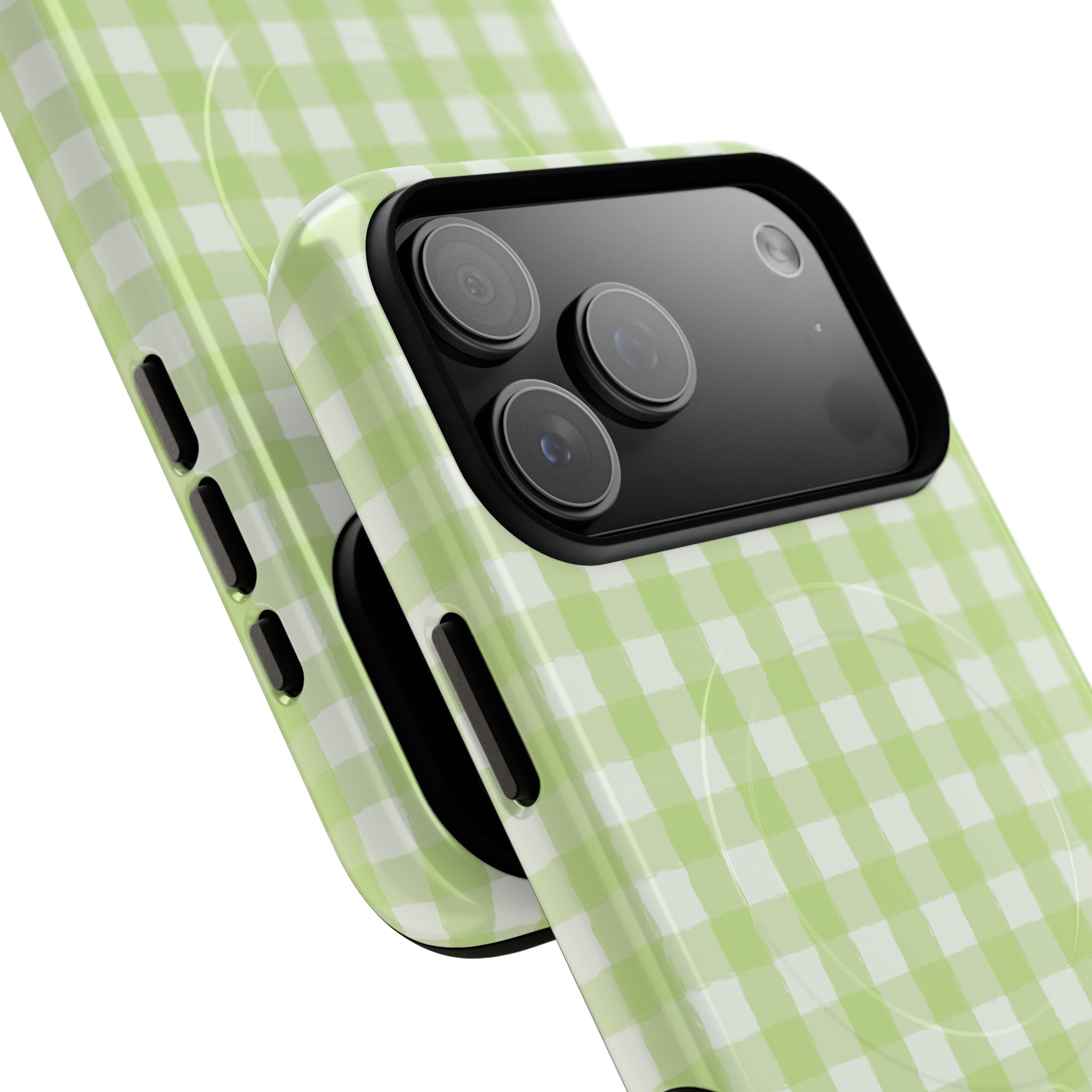 Green Gingham iPhone Case – MagSafe Compatible