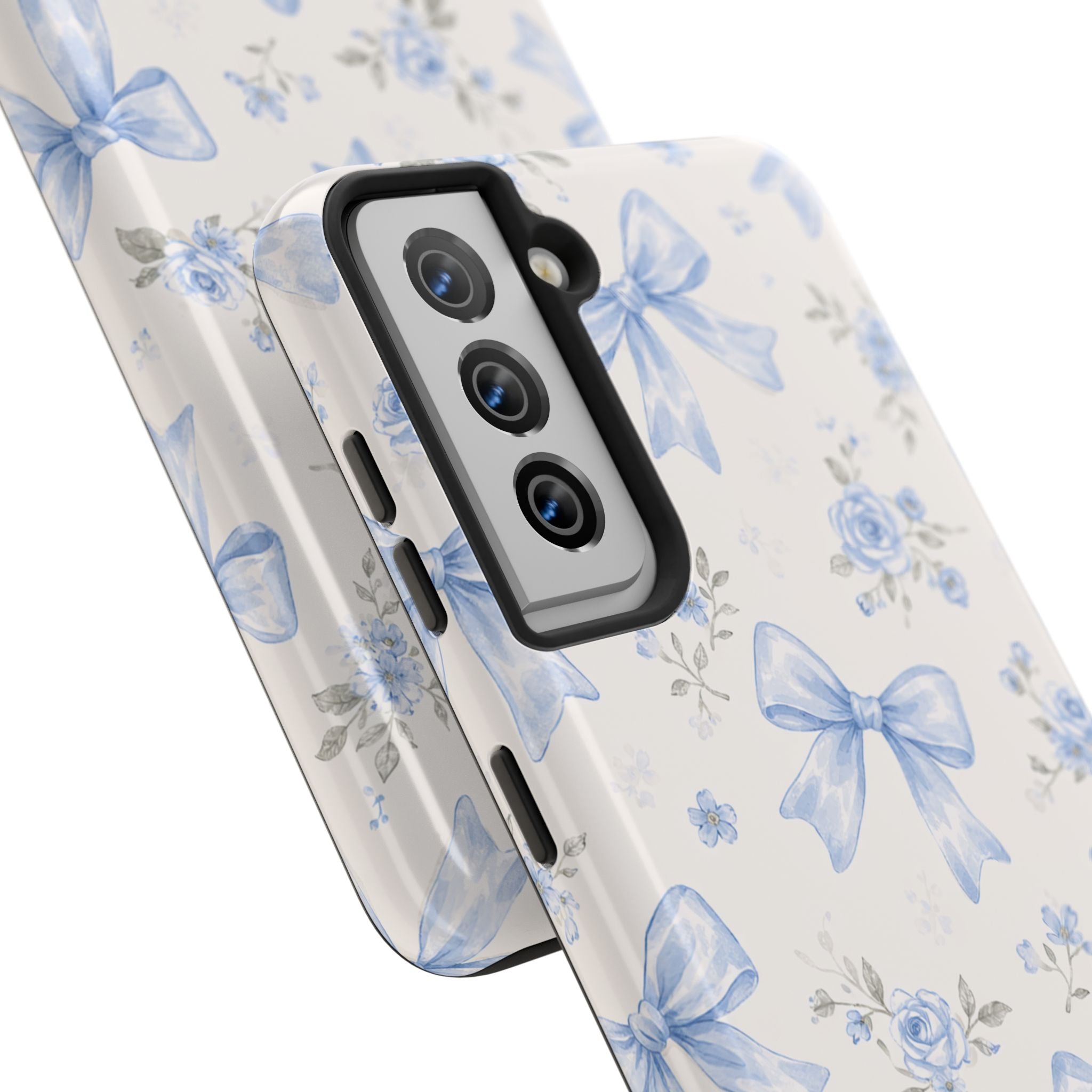 Blue Watercolor Bows Floral Pattern iPhone Case, Magnetic Impact-Resistant
