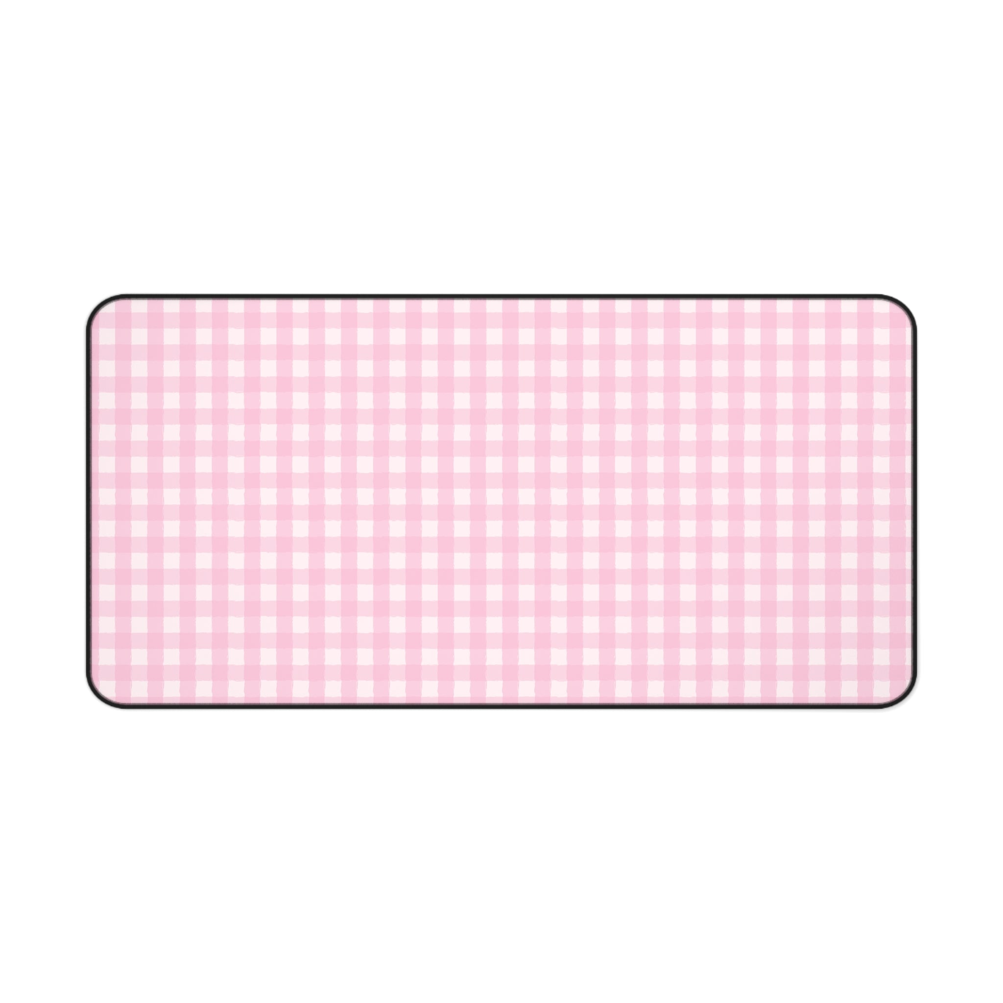 Pink Gingham Desk Mat – Cute Pastel Mousepad for Home Office & Study