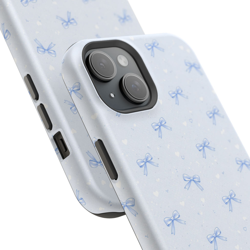 Blue Bow Pattern iPhone Case | Magnetic Impact-Resistant Case