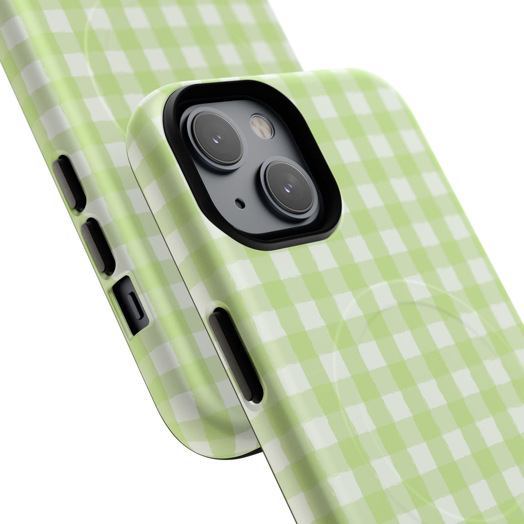 Green Gingham iPhone Case – MagSafe Compatible