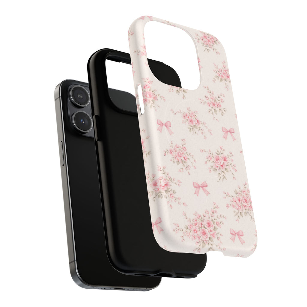 Floral Pink Bow iPhone Case – MagSafe Compatible