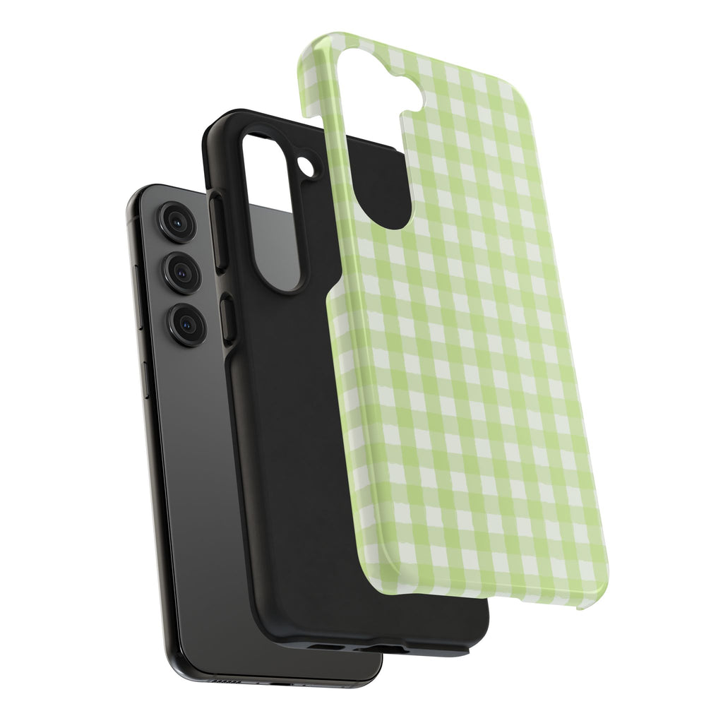 Green Gingham Tough Samsung Case – Pastel Plaid Protective Cover