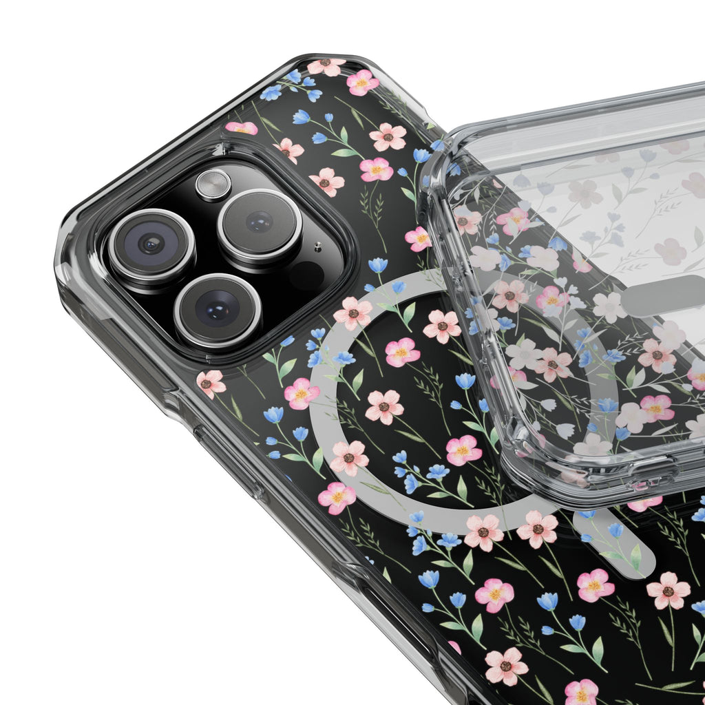 MagSafe Clear Phone Case — Pink Floral Pattern