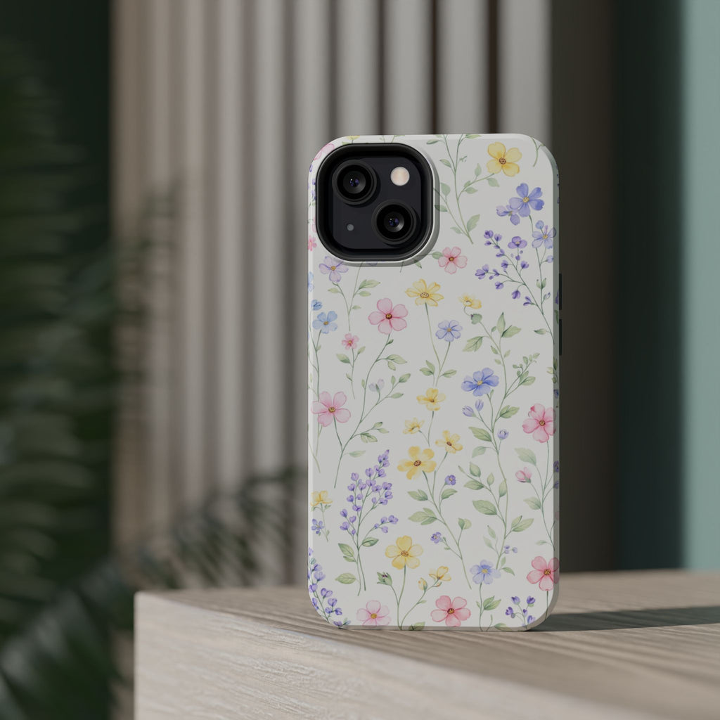 Pastel Wildflower Pattern iPhone Case | Magnetic Impact-Resistant Case