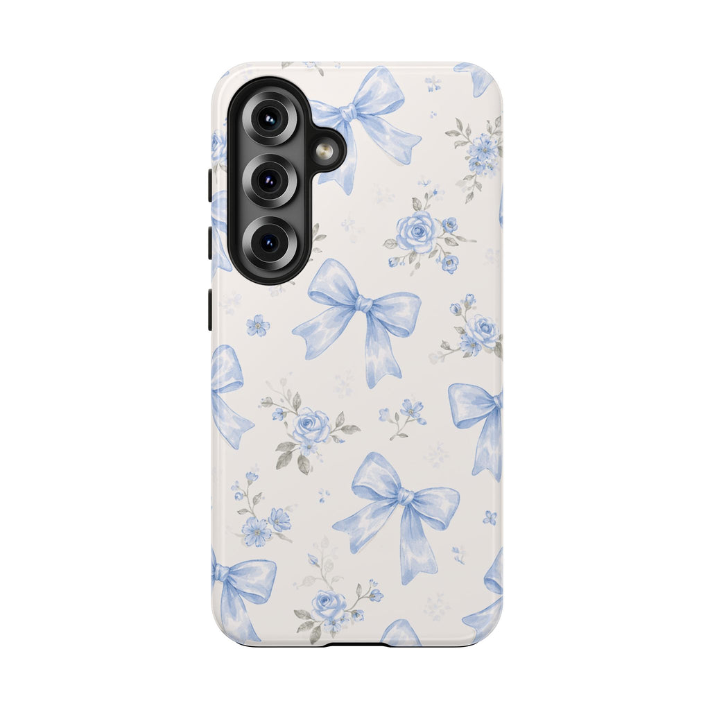 Blue Watercolor Bows Floral Pattern iPhone Case, Magnetic Impact-Resistant