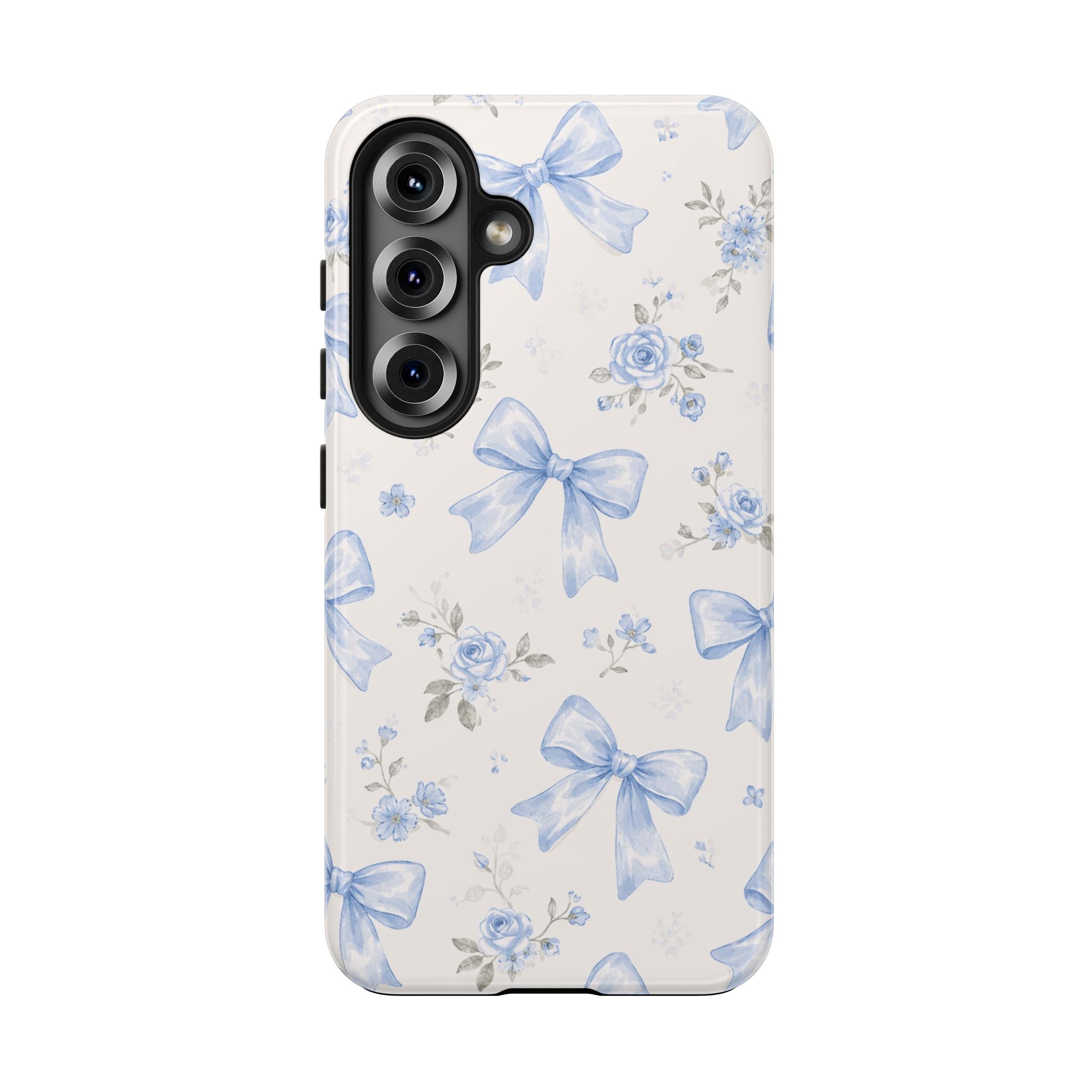 Blue Watercolor Bows Floral Pattern iPhone Case, Magnetic Impact-Resistant
