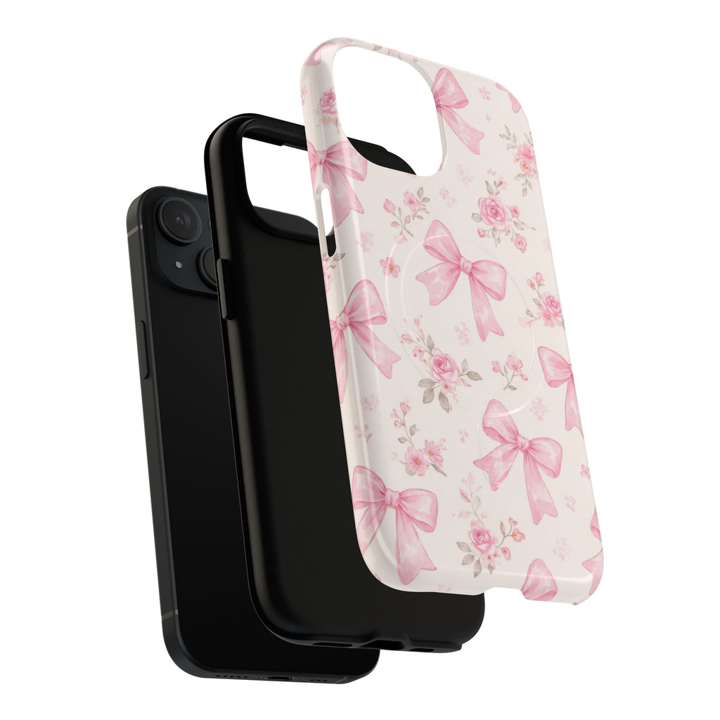 Pink Bow Floral iPhone Case – MagSafe Compatible