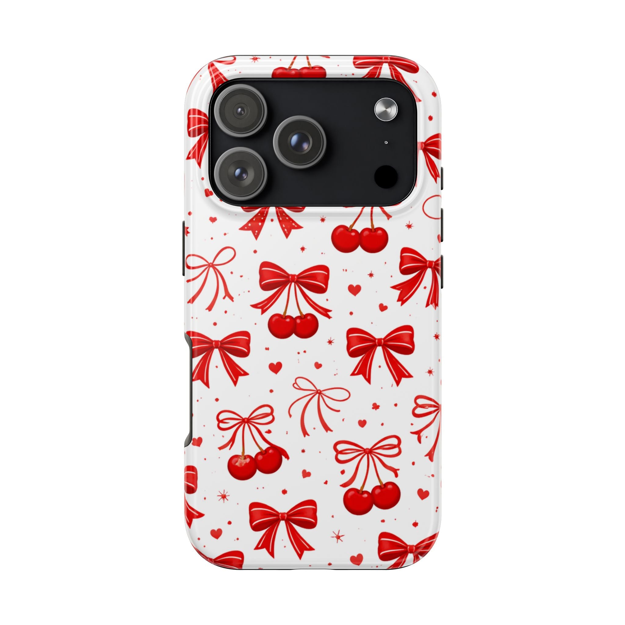 Red Cherry Bows Tough Phone Case, Cherry Pattern Phone Case