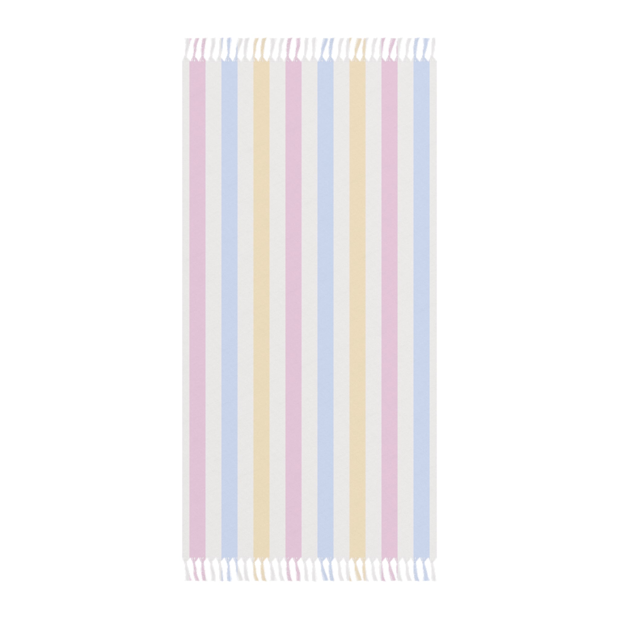 Pastel Boho Stripe Beach Blanket – Turkish Fringe Beach Blanket for Summer & Travel
