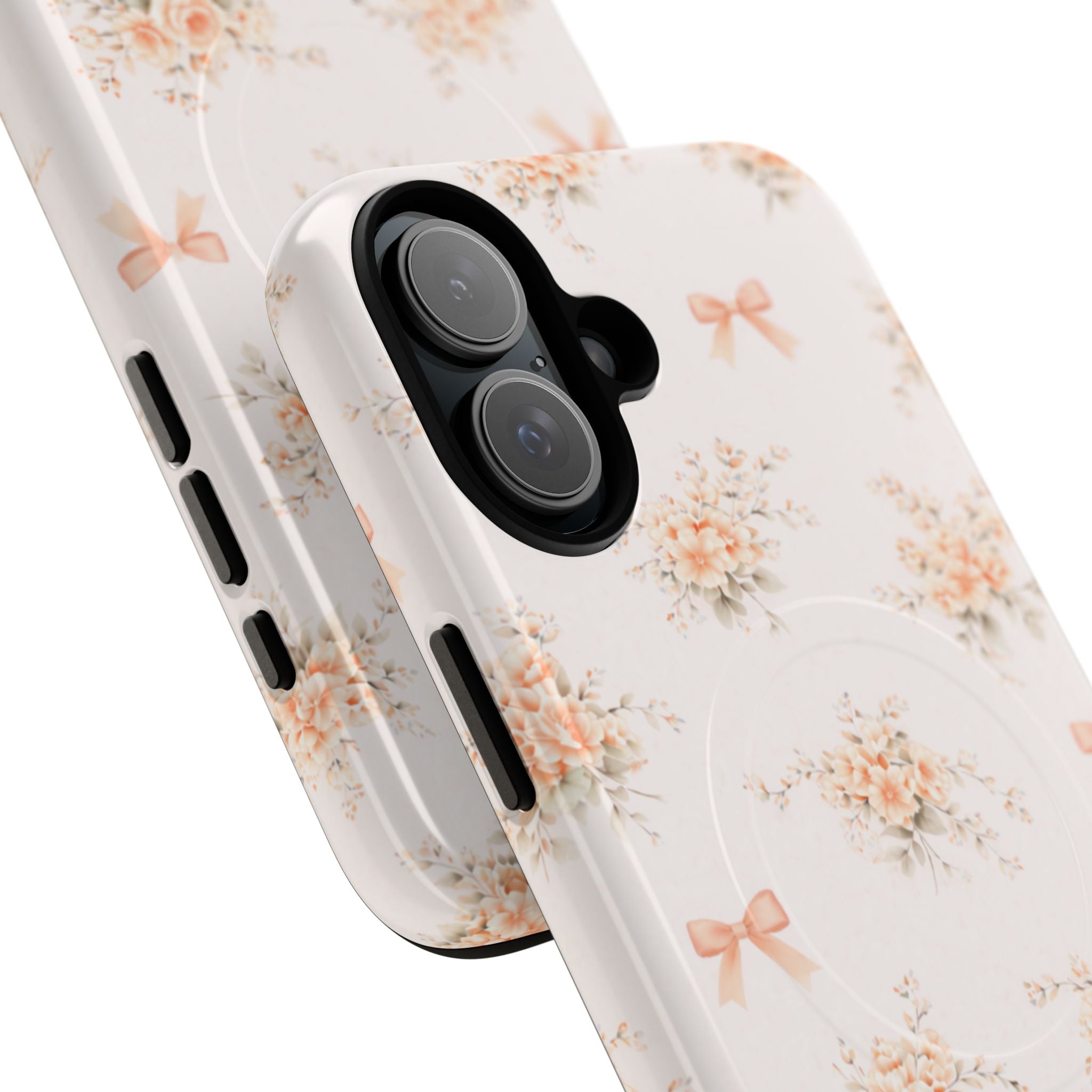 Peach Rose Bow iPhone Case – MagSafe Compatible