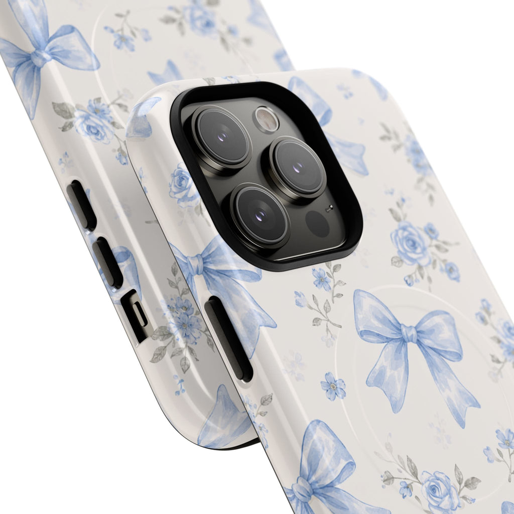 Floral Blue Bow iPhone Case – MagSafe Compatible