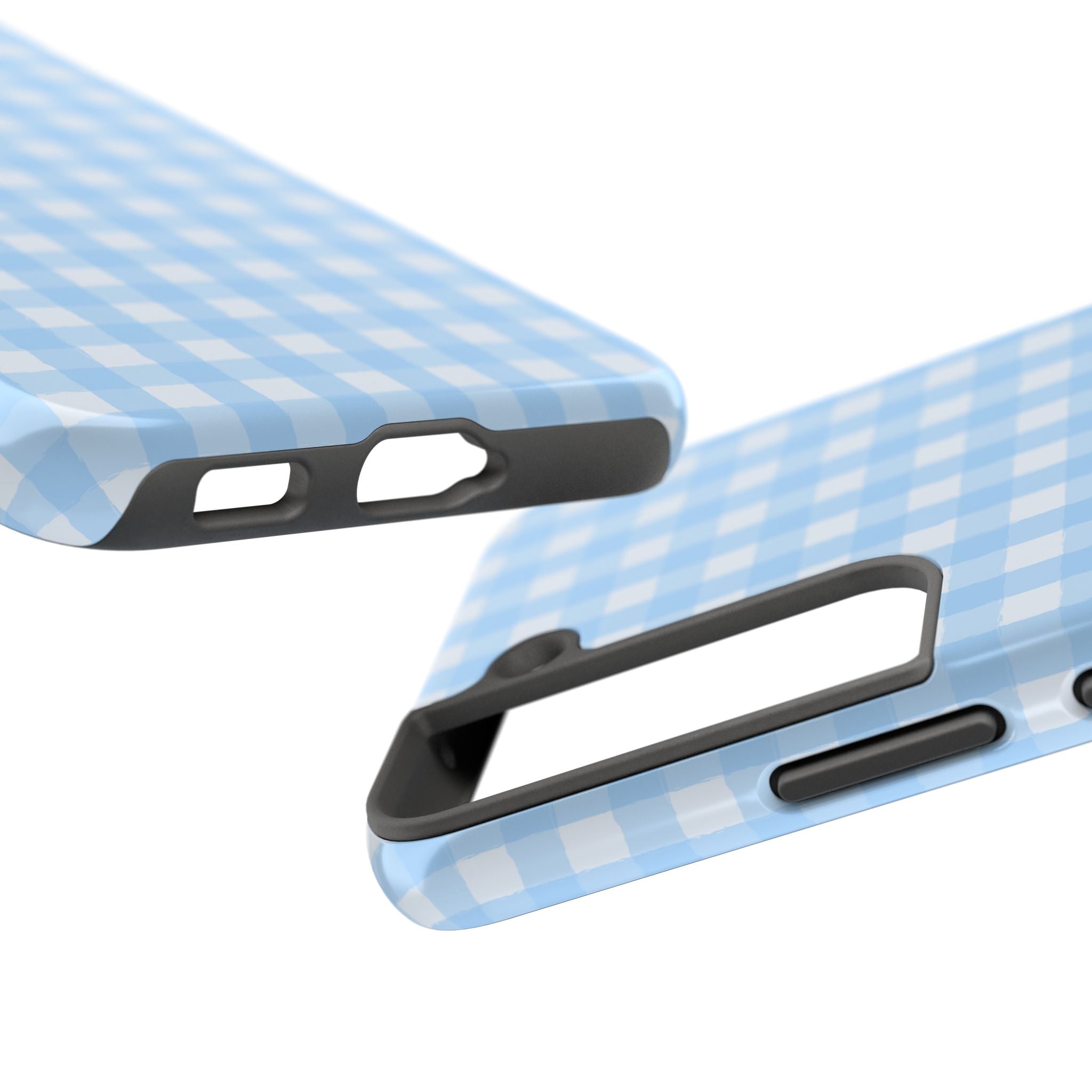 Blue Gingham Tough Samsung Case – Pastel Check Protective Phone Cover